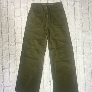 American Eagle Olive Green Wide-Leg Pants